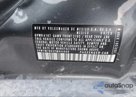 2023 Volkswagen Jetta 1.5T Se from USA, damaged, VIN 3VW7M7BU3PM044896